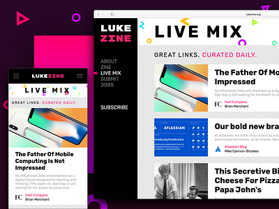LUKE-ZINE: Online Newsletter/Curated News Feed magazine news feed newsletter responsive website