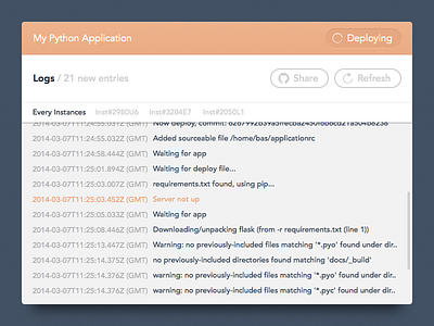 Logs for Python @x2 card log python server