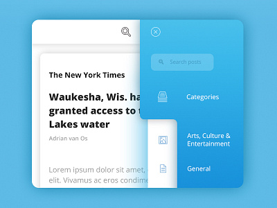 UI Reader & Side navigation card challenge daily ui daily ui challenge design navigation news reader side navigation ui user interface widget