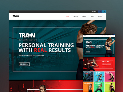Train - Website design experience gym interface landing page personal template training uiux user web website