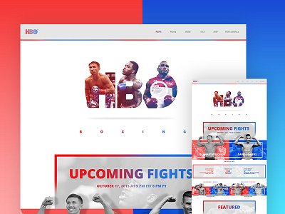 HBO Boxing - Website Concept blue boxing digital hbo interaction landing page red ui ux web website