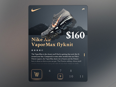 Nike Air VaporMax Flyknit - UI Product Card Concept cart checkout e commerce fashion mobile product shoe shop store ui ux web