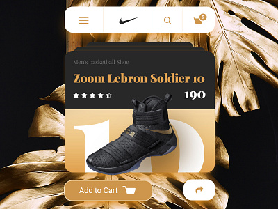 Nike Zoom Lebron Soldier 10 - UI/UX Product Card Concept cart checkout e commerce fashion mobile product shoe shop store ui ux web