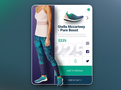 Stella Mccartney Pure Boost - UI/UX Product Card Concept cart checkout e commerce fashion mobile product shoe shop store ui ux web