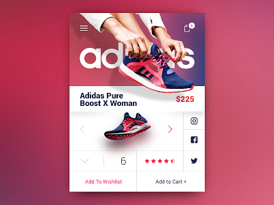 Pure Boost X Woman - ui/ux product card cart concept