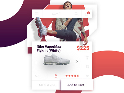 Nike VaporMax Flyknit White - ui/ux product card concept cart checkout e commerce fashion mobile product shoe shop store ui ux web