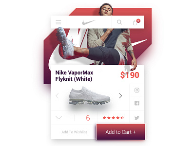 Nike VaporMax Flyknit White - ui/ux product card concept edits cart checkout e commerce fashion mobile product shoe shop store ui ux web