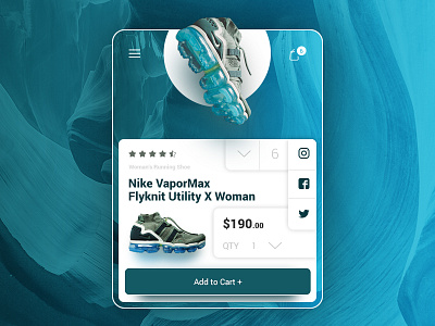 Nike VaporMax Flyknit Utility - Product Card Concept cart checkout e commerce fashion mobile product shoe shop store ui ux web