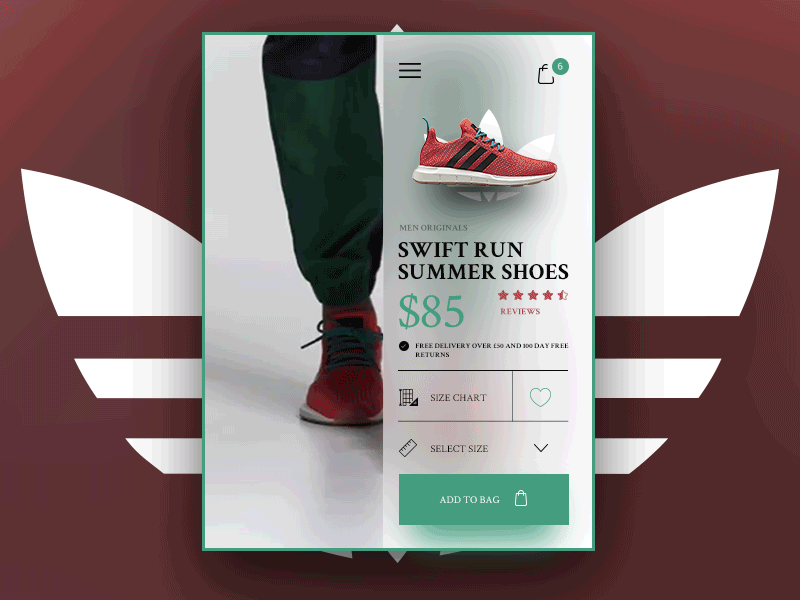 SWIFT RUN SUMMER SHOES - ui/ux mobile store concept cart checkout e commerce fashion mobile product shoe shop store ui ux web