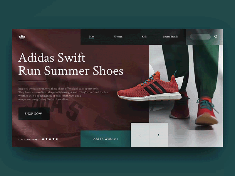 Adidas Landing Page Re-Design Concept Animation