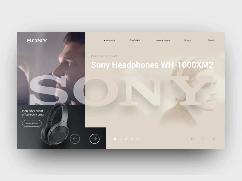 Sony Landing Page Re-Design Concept Animation animation design headphone landing minimal page site sony store ui ux web