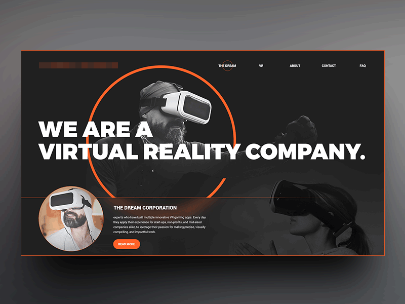 Rejected Client Concept VR Company Landing Page dark design home htc interface landing page site ui ux virtual reality web
