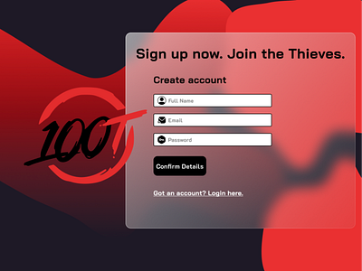 #DailyUIChallenge 001 - 100T Signup Page Concept 100t daily ui challenge dailyui 001 signup page