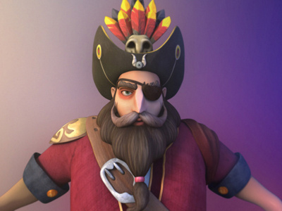 Pirate 3d modeling character design illustration rendering