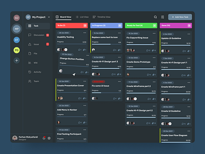 Vantask - Task Management Dashboard (Dark Mode)