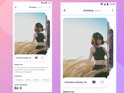 Profile of the dating application - Day 000 UX/UI app application dating design dribbble hello dribbble invite profile ui ui design ux ux design