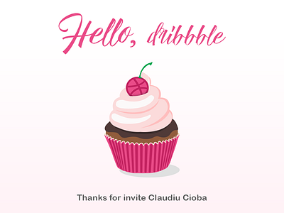 Hello, Dribbble cupcake design first shot hello dribbble pink