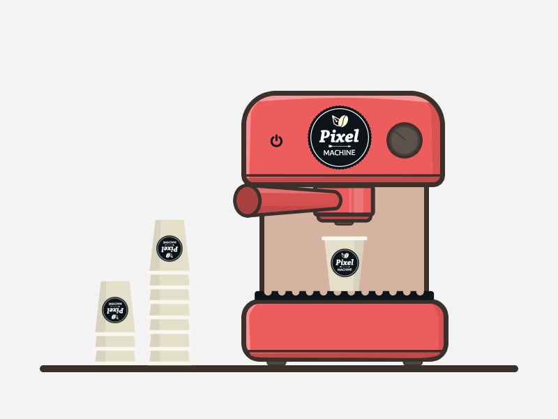 Pixel Machine coffee and design espresso machine flat design pen tool
