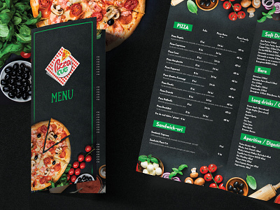 Bifold Pizza Menu bifold pizza menu green and black italian food menu restaurant menu