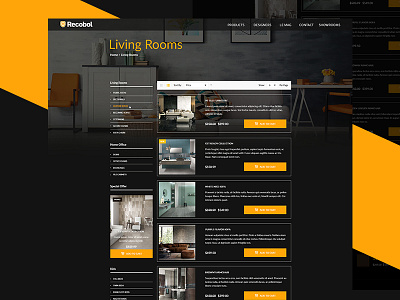Furniture Product Page black and yellow ecommerce website furniture product page