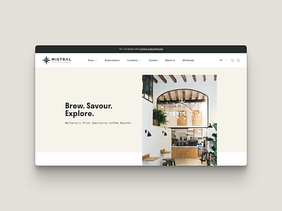 Mistral Coffee Shop branding brew business coffee design ecommerce shopify typography ui