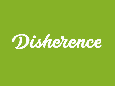 Disherence lettering logo script