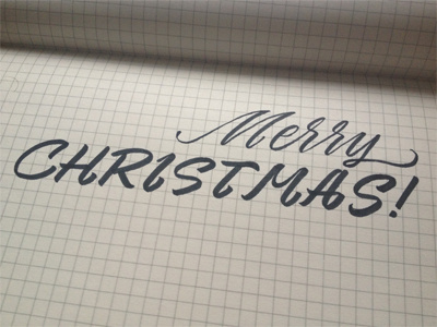 Merry christmas brush calligraphy lettering