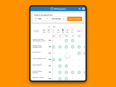 Tele-medicine Children's App appointment calendar schedule scheduler scheduling tablet ui uiux userinterface ux