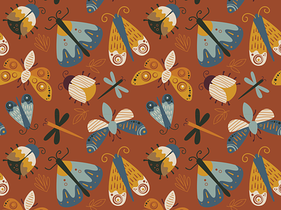 Moth Pattern bug butterfly fabric fall fly illustration insect moth pattern seamless surface