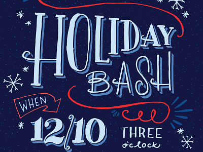 Holiday Bash Invite card doodle elliance holiday invitation lettering letters party snowflake type