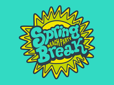 Spring break beach party mark 60s 70s lettering mark seal shirt sun type