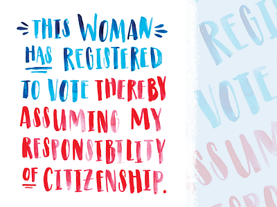 Votes for Women election lettering registered type vote votes for women water color
