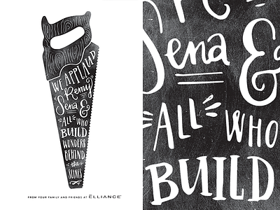 Build wonders ampersand black and white illustration lettering saw script texture type typography