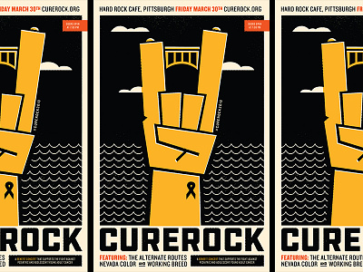 CUREROCK Pittsburgh 3 rivers benefit bridge concert curerock gig pittsburgh poster rock