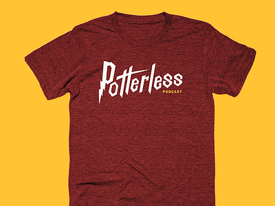 Potterless tee brand branding harry potter identity lettering letters podcast potterless wordmark