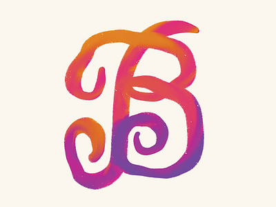 B b dropcap gradient letterbet lettering letters procreate script swash type