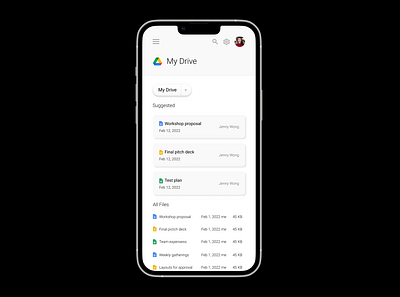 Google Drive on Mobile Concept buttons mobile design mobile ui ui ui design