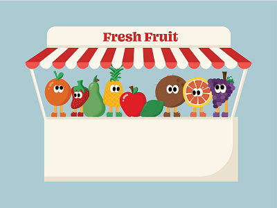 Fresh Fruit Stand cartoon cute design food fruit graphic design illustration