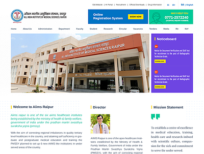 Aiims Raipur index design ui ux web website