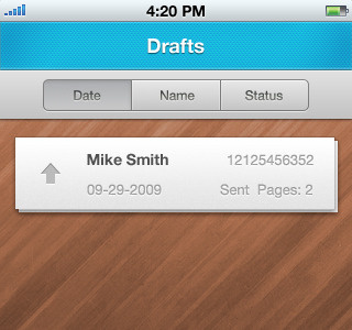iFax for iOS v4.0 - A tiny lil' preview apple blue fax ios ipad iphone paper texture wood