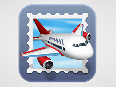 iTunes App Icon app apple blue email ios ipad iphone itunes mail messages plane stamp texture