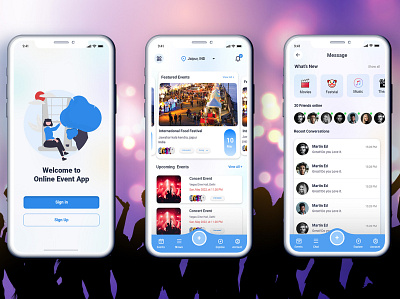 Online Event Management and Chat App android booking app community concert date dinner event event app festival ios lantern meetup mobile party party app schedule social ticket ticket app uiux