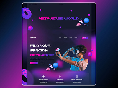 Metaverse Website Concept 3d animation crypto design game graphic design graphics landing page logo metaverse motion graphics nft page ui uiux ux visual vr website world