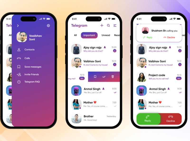 Telegram App Redesign by Vaaibhav Soni on Dribbble