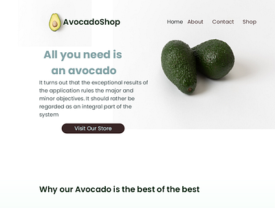 Avocado Website Design app avocado design food graphic design lunacy ui ux vector website