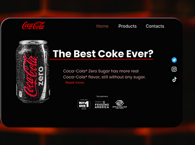 Coca cola zero landing page concept landing page simple ui ui design