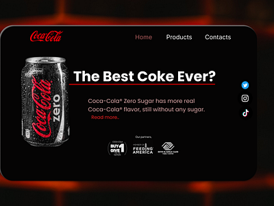 Coca cola zero  landing page concept