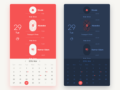 Life log Calendar - with Night mode calender download flat graph interface iphone like movie ui user ux weather