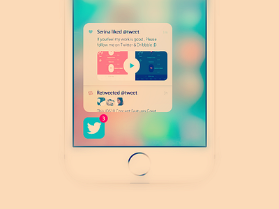 Re : Notifications concept UI 3d touch download flat interface ios iphone like notifications peek social ui ux