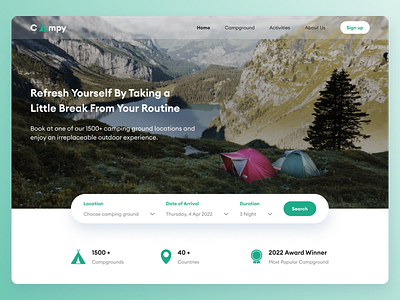 Landing Page Design - Campground Site camp camping landing page travel web